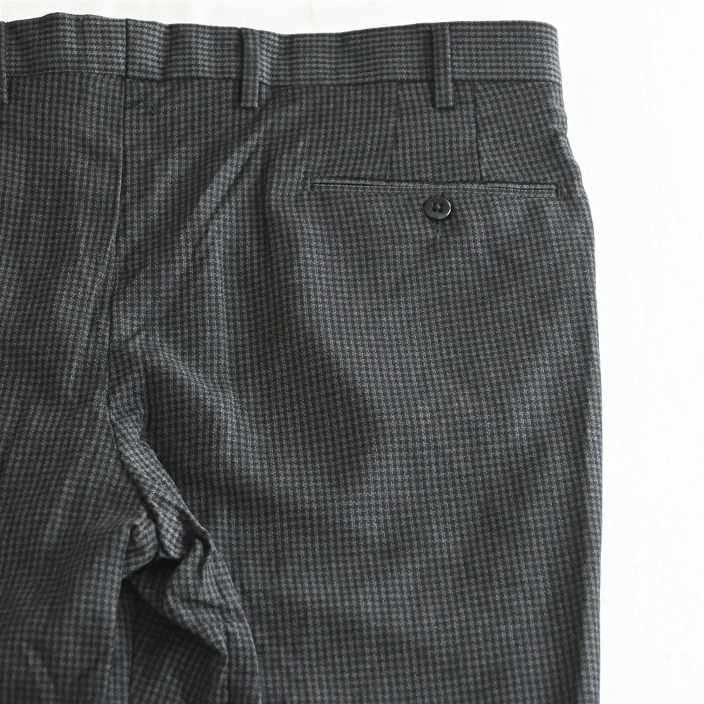 Zanella 38x28 Gray Houndstooth Devon Flat Front 100% Wool Mens Dress‎ Pants